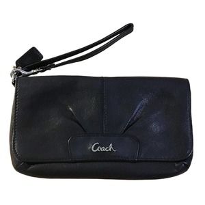 Coach Ashley Black Leather Clutch Wristlet
